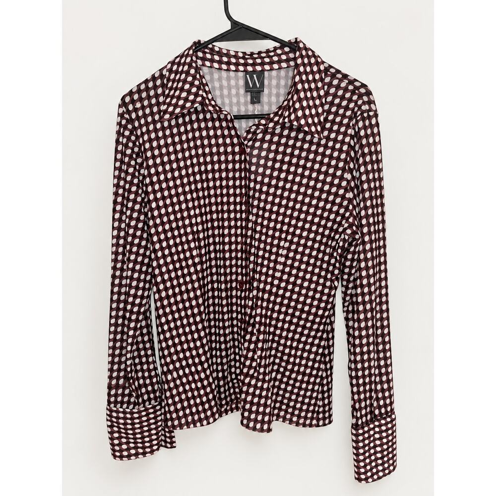 NWT Worthington Women’s Geometric Print Sheer Button Down Blouse